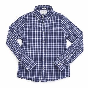 Abercrombie & Fitch Men’s Navy Windowpane Plaid Button Down Shirt Medium NWOT